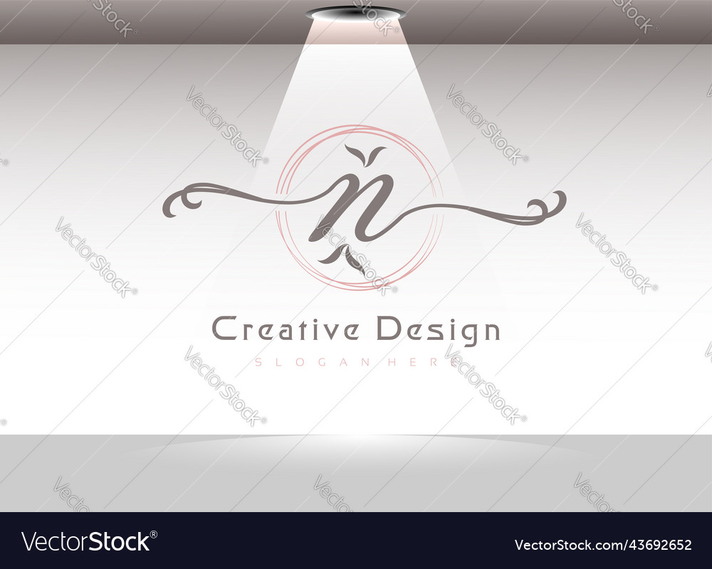 Elegant handwriting letter n logo template