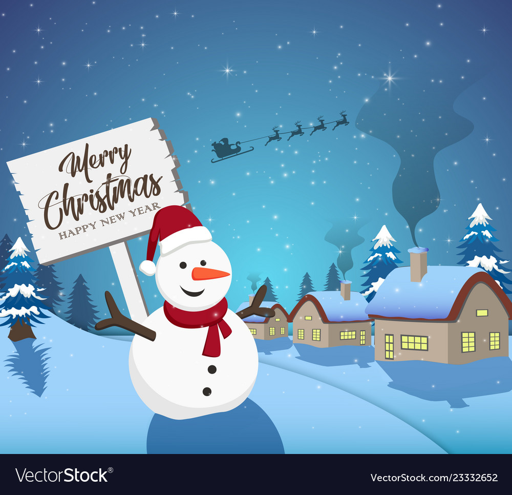 Happy new year merry christmas 2019 with snowman Vector Image