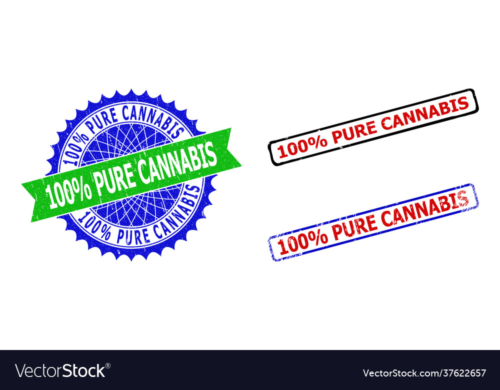 100 percents pure cannabis rosette and rectangle