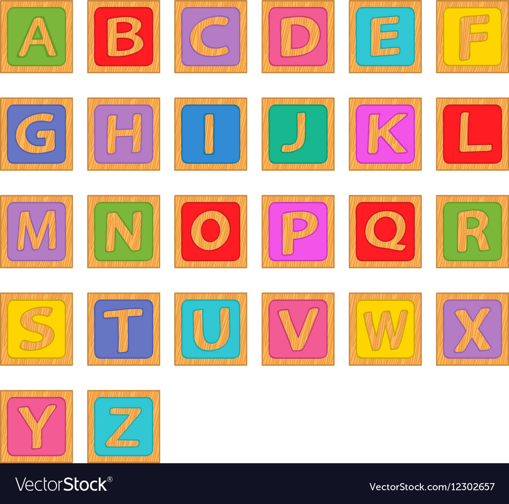 Alphabet wooden english blocks Royalty Free Vector Image