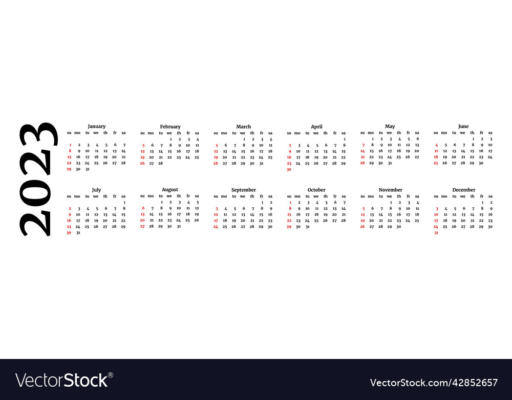 Calendar for 2023 isolated on a white background Vector Image