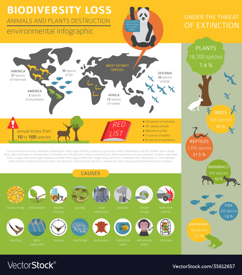 Global environmental problems biodiversiry loss Vector Image