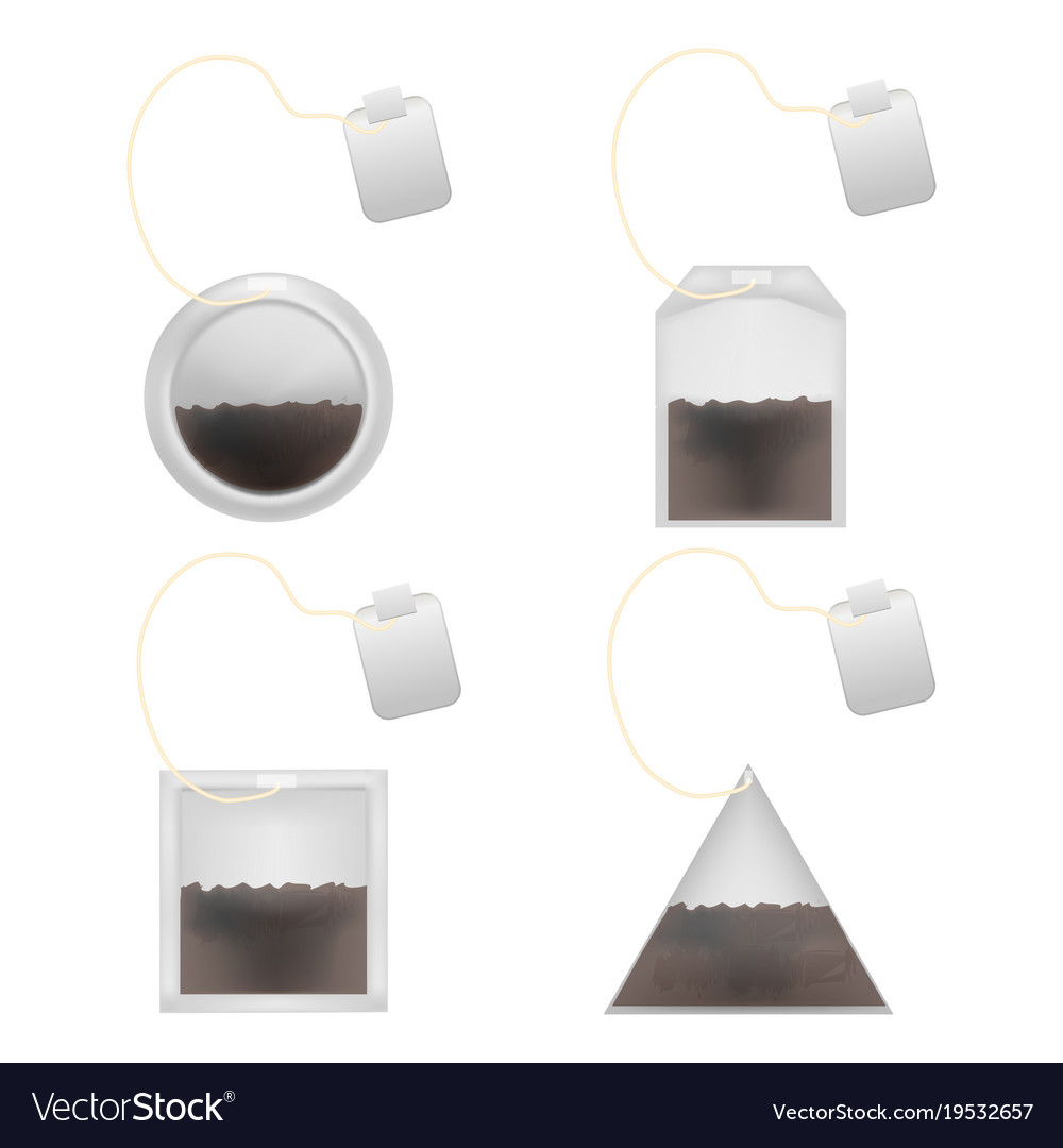 Realistic detailed 3d tea bag set