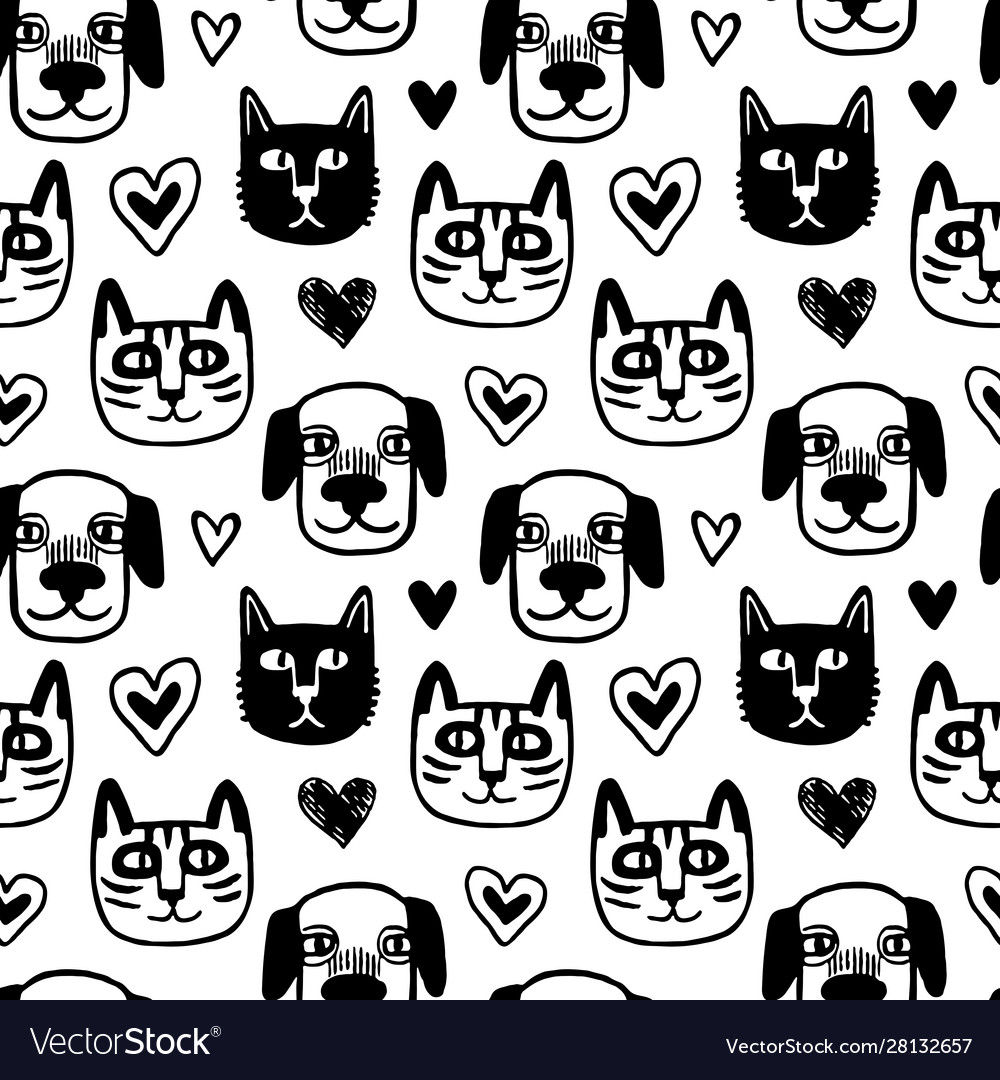 Seamless pattern with cute animals vector image Seamless pattern with cute animals