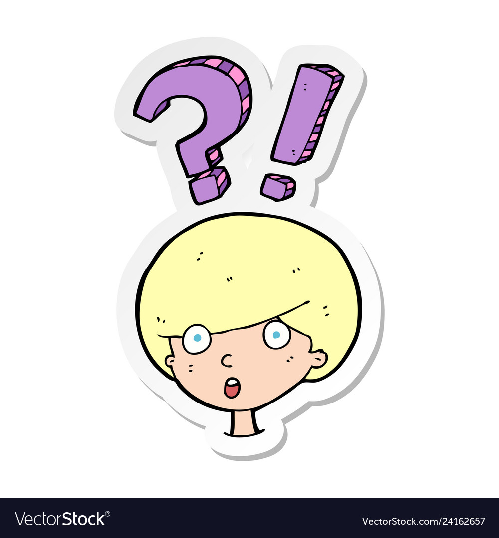 Sticker of a cartoon startled boy