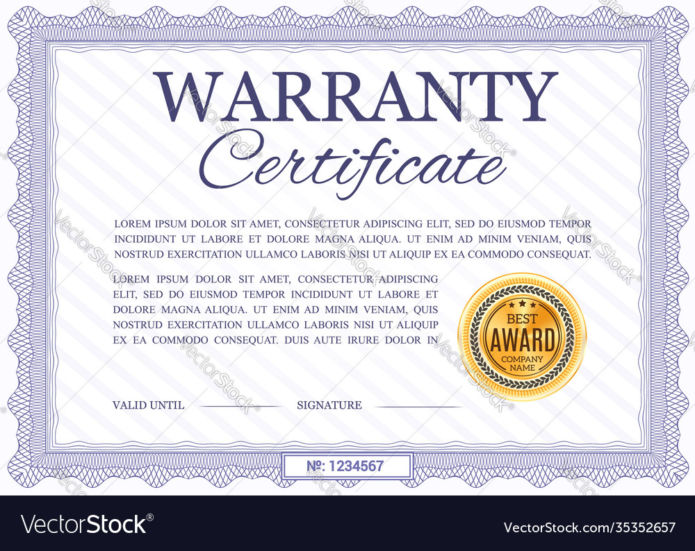 Warranty certificate template diploma Royalty Free Vector With Certificate Of Acceptance Template