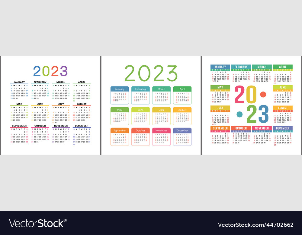 Calendar 2023 square calender design Royalty Free Vector