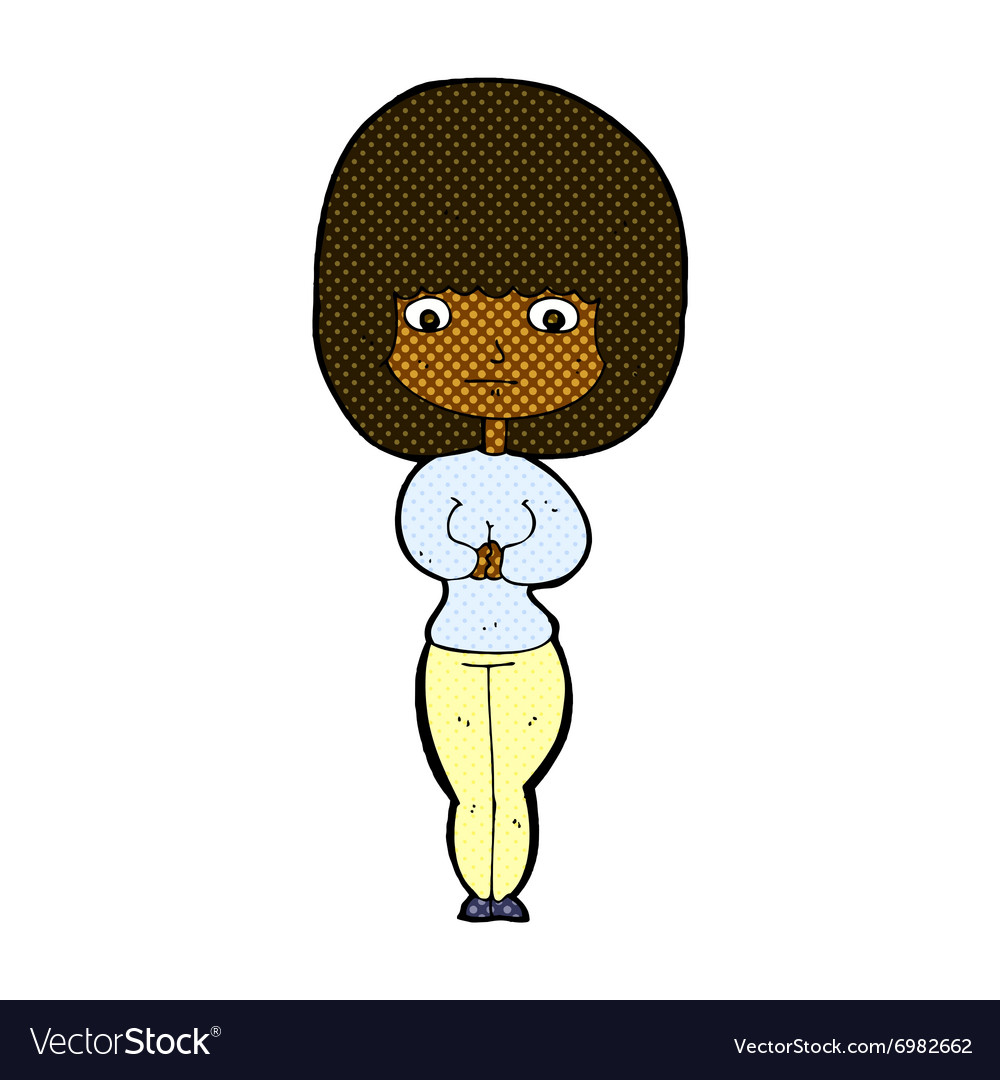 Comic Cartoon Shy Woman Royalty Free Vector Image