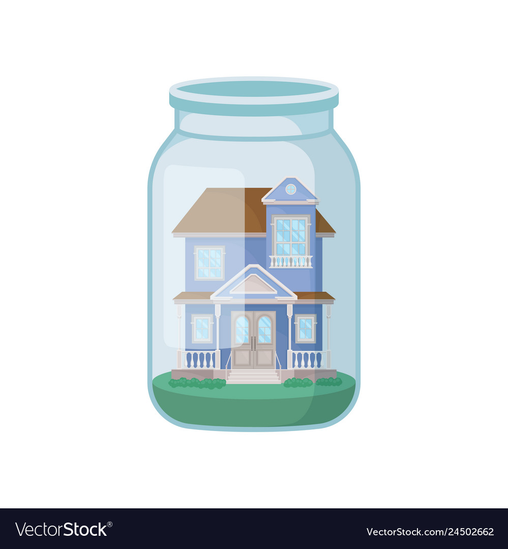 Decorative House In Glass Jar Royalty Free Vector Image