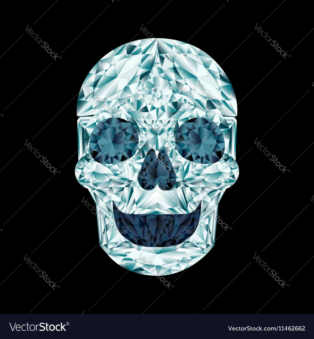 Diamond skull on black background Royalty Free Vector Image