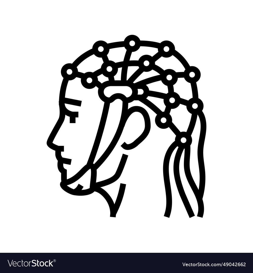 Eeg procedure neurologist line icon Royalty Free Vector