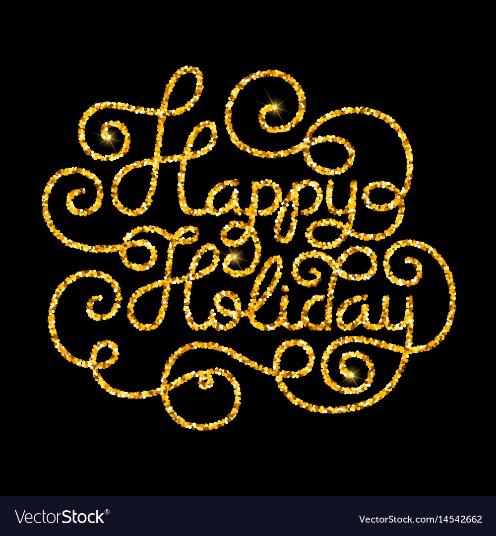 Gift card with golden hand lettering happy holiday