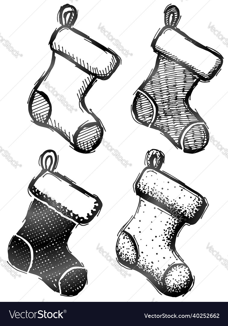 Hand drawn christmas stocking