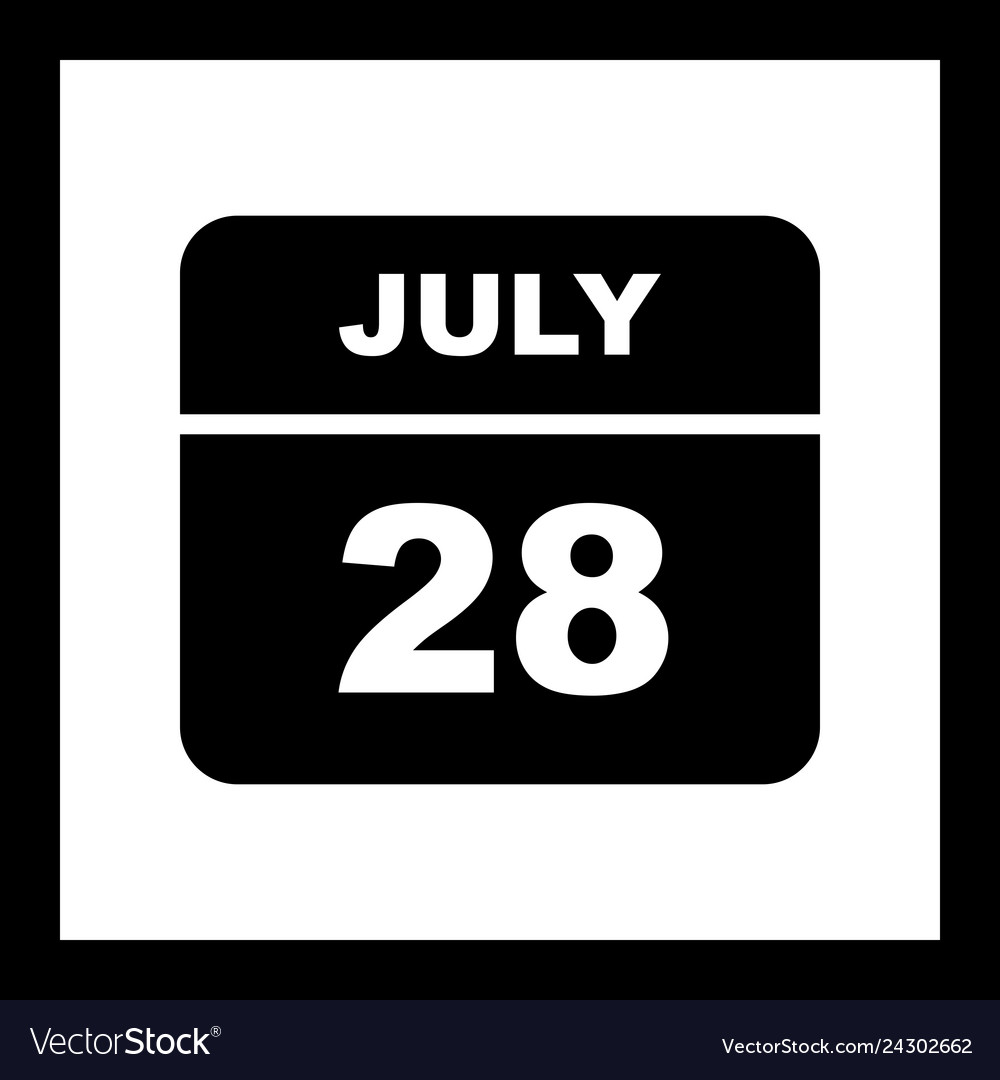 July 28th date on a single day calendar Royalty Free Vector