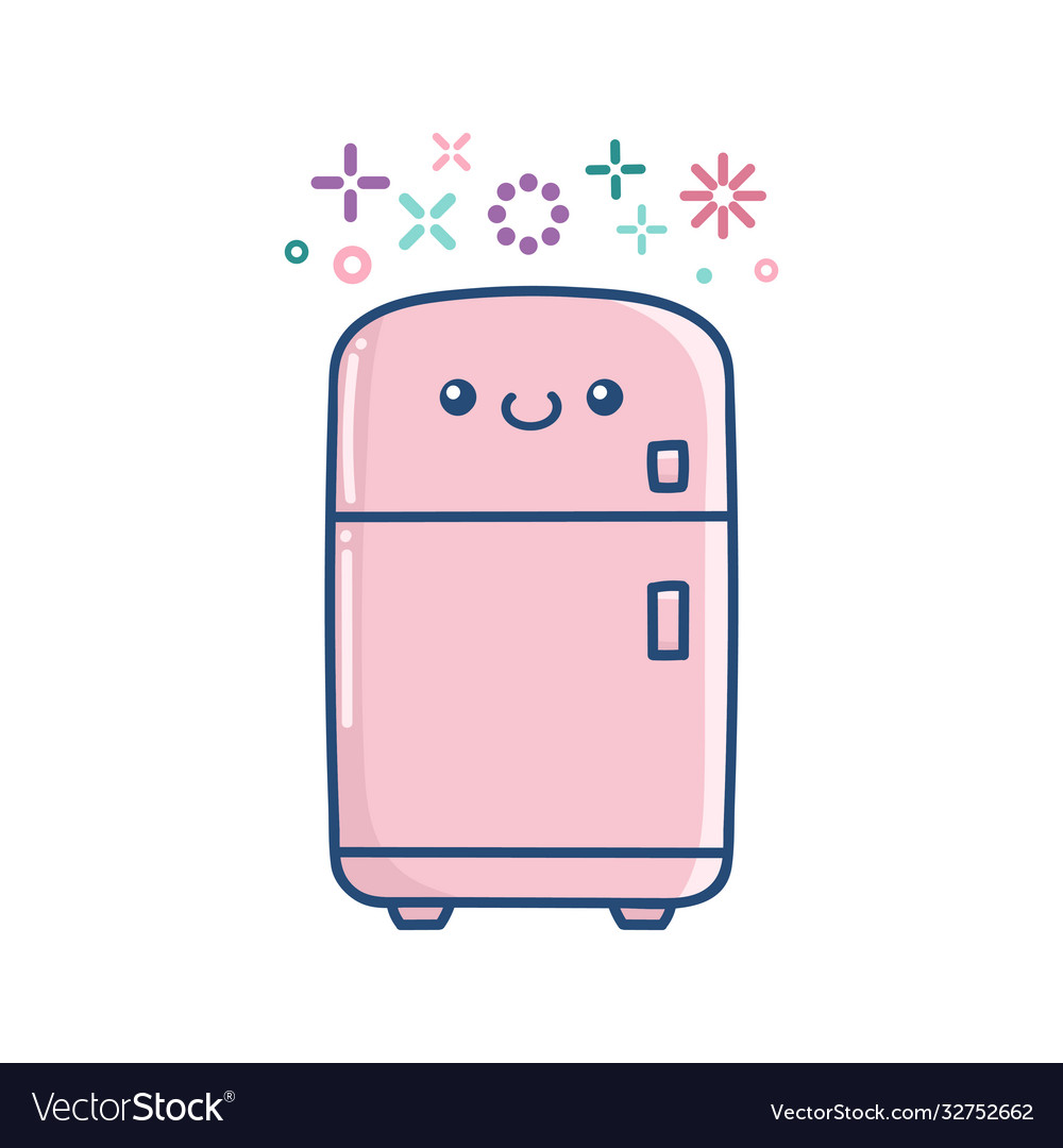 Kawaii smiling kitchen fridge cartoon Royalty Free Vector