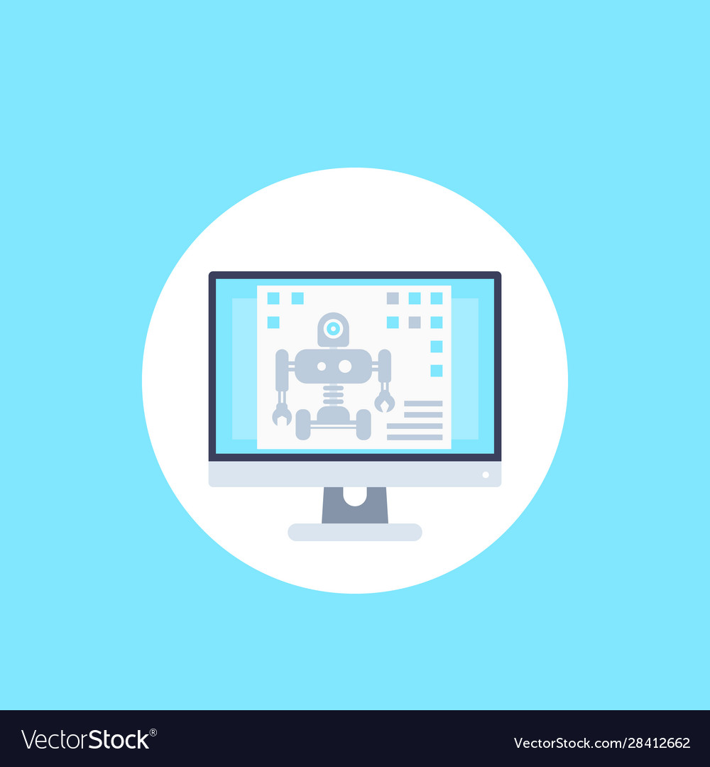 Robotics robot programming icon Royalty Free Vector Image