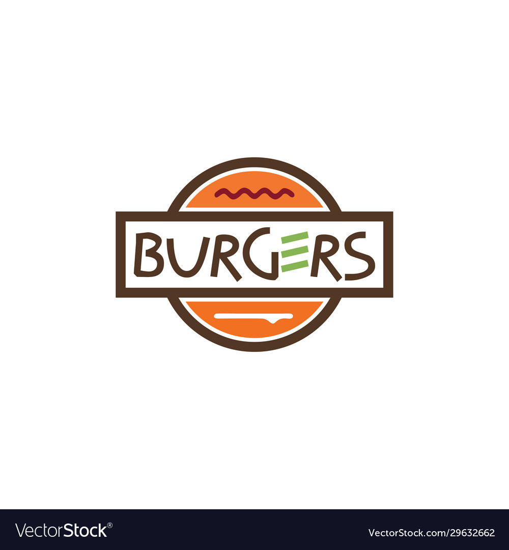 Simple unique burger logo fast food Royalty Free Vector