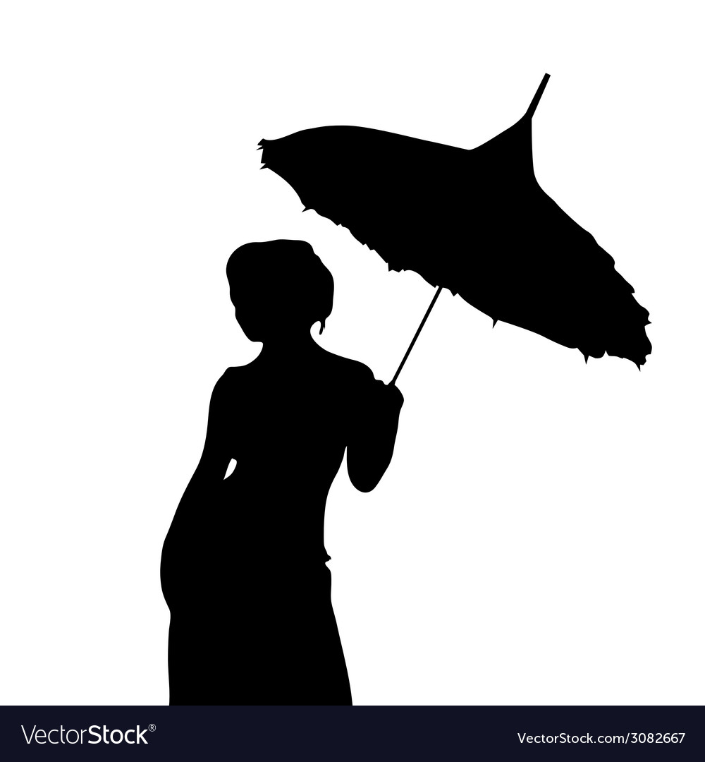 Mädchen Silhouette mit Regenschirm