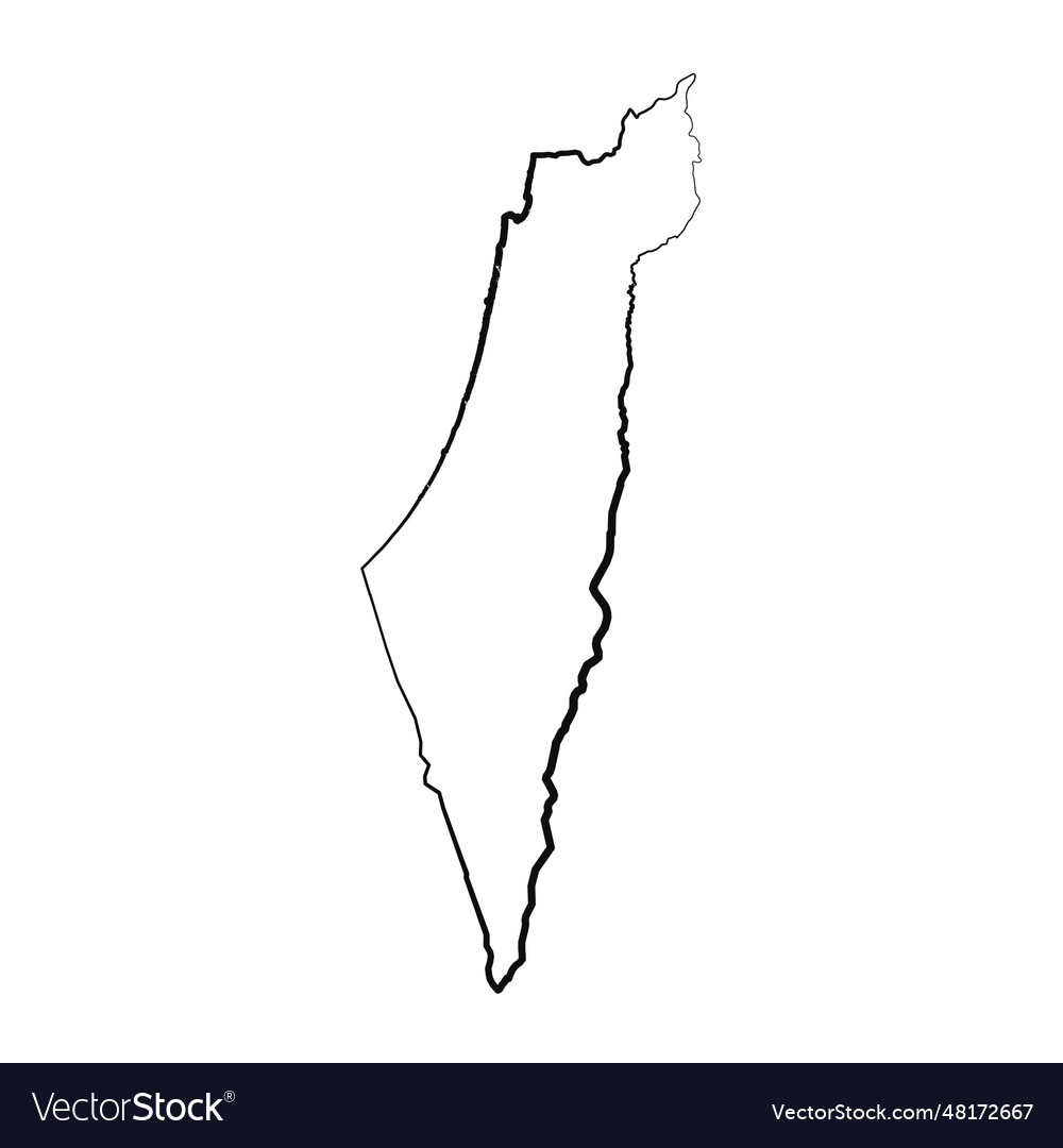 Hand Drawn Lined Palestine Simple Map Drawing Vector Image