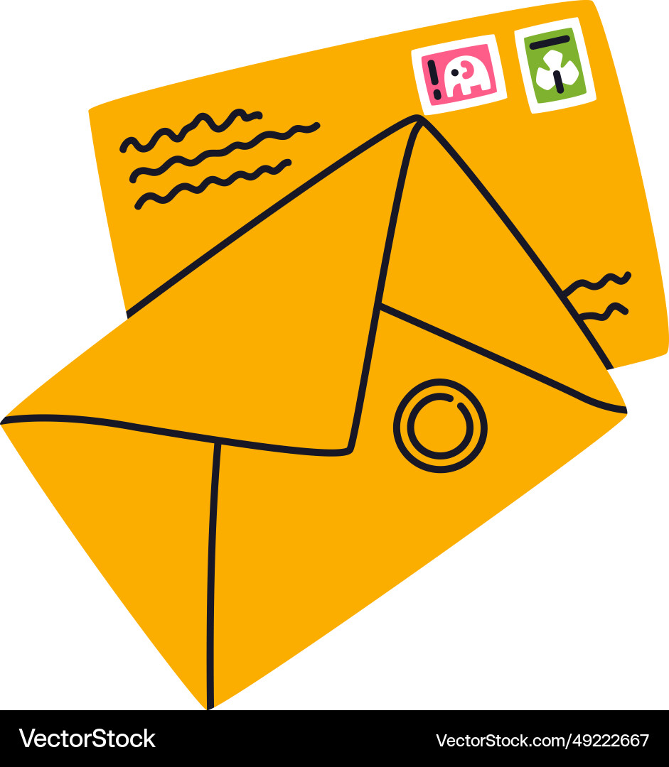 Letter receive and send with yellow envelope and Vector Image