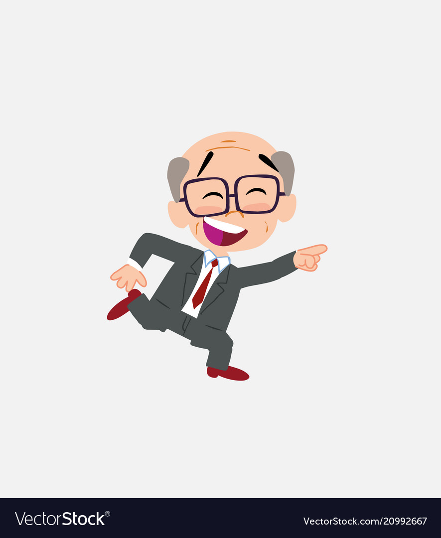 Old businessman with glasses running smiling Vector Image