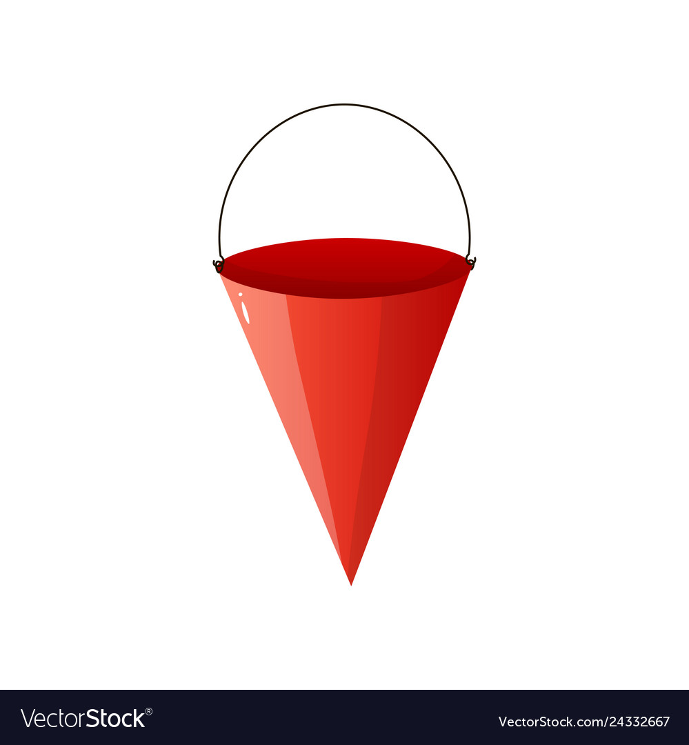 Red steel fire cone bucket flat icon isolated Vector Image