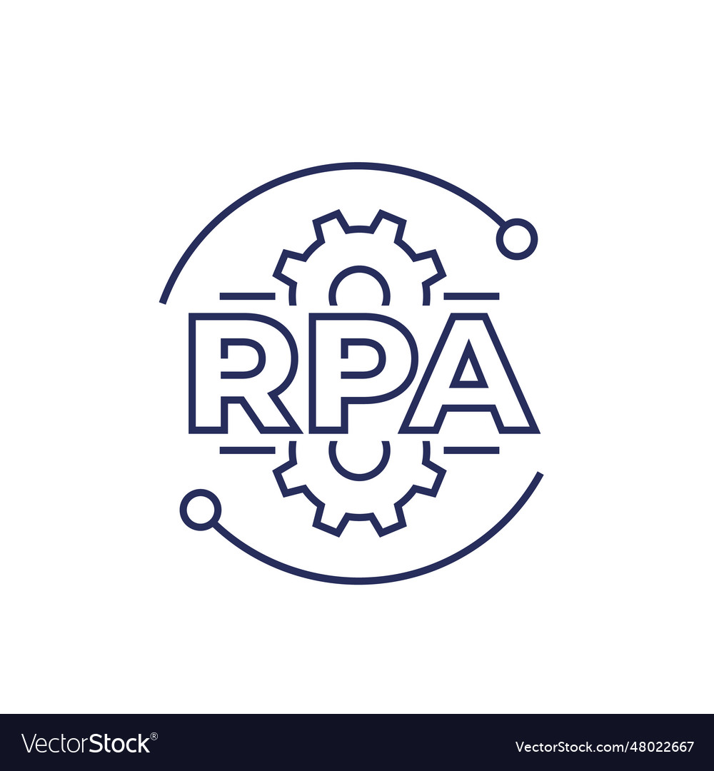 Rpa line icon robotic process automation Vector Image