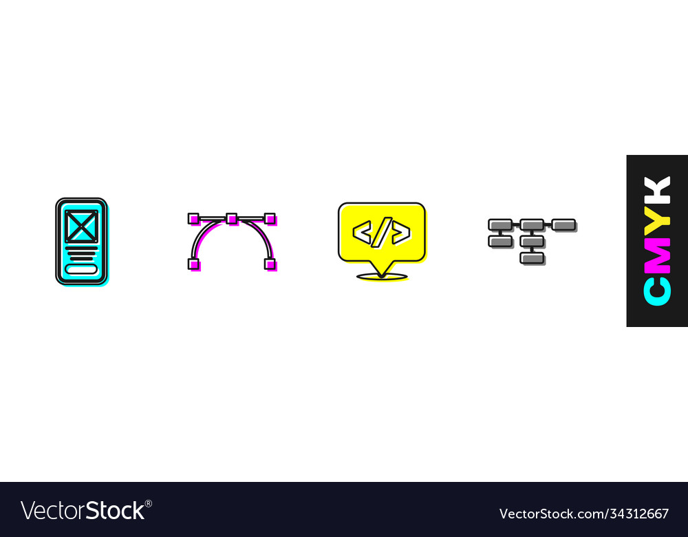 Set ui or ux design bezier curve front end Vector Image