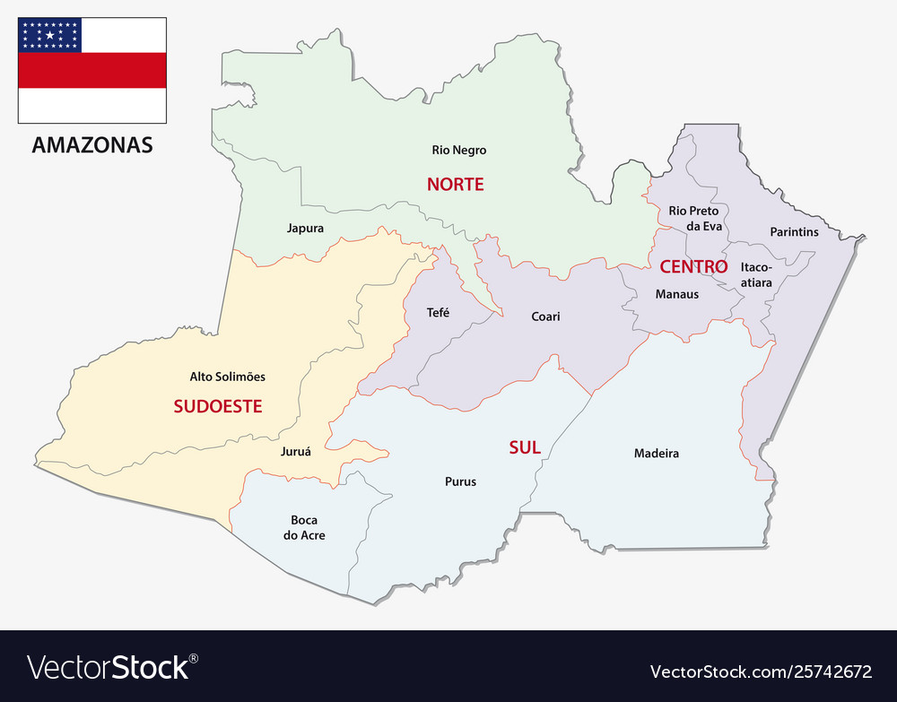 Rondonia administrative map with flag Royalty Free Vector