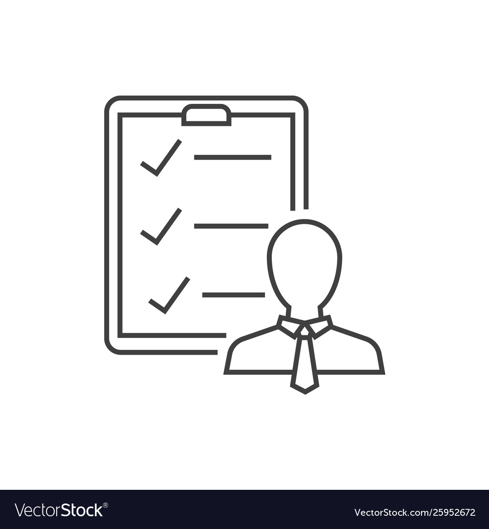 Checklist and businessman icon on white background