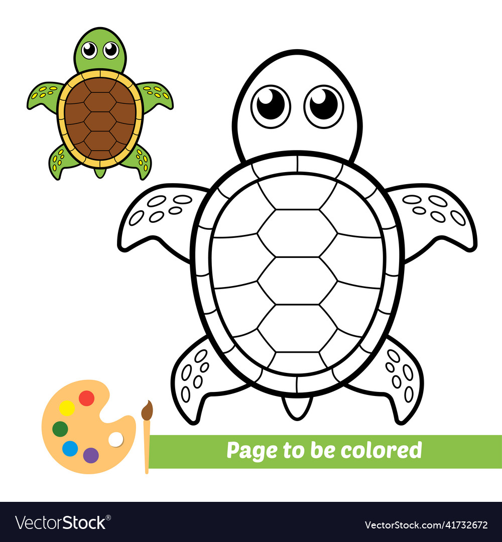 Coloring book for kids turtle Royalty Free Vector Image