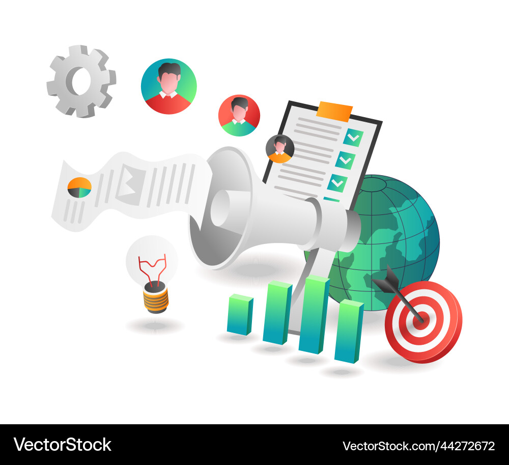 Flat isometric concept investment business target Vector Image