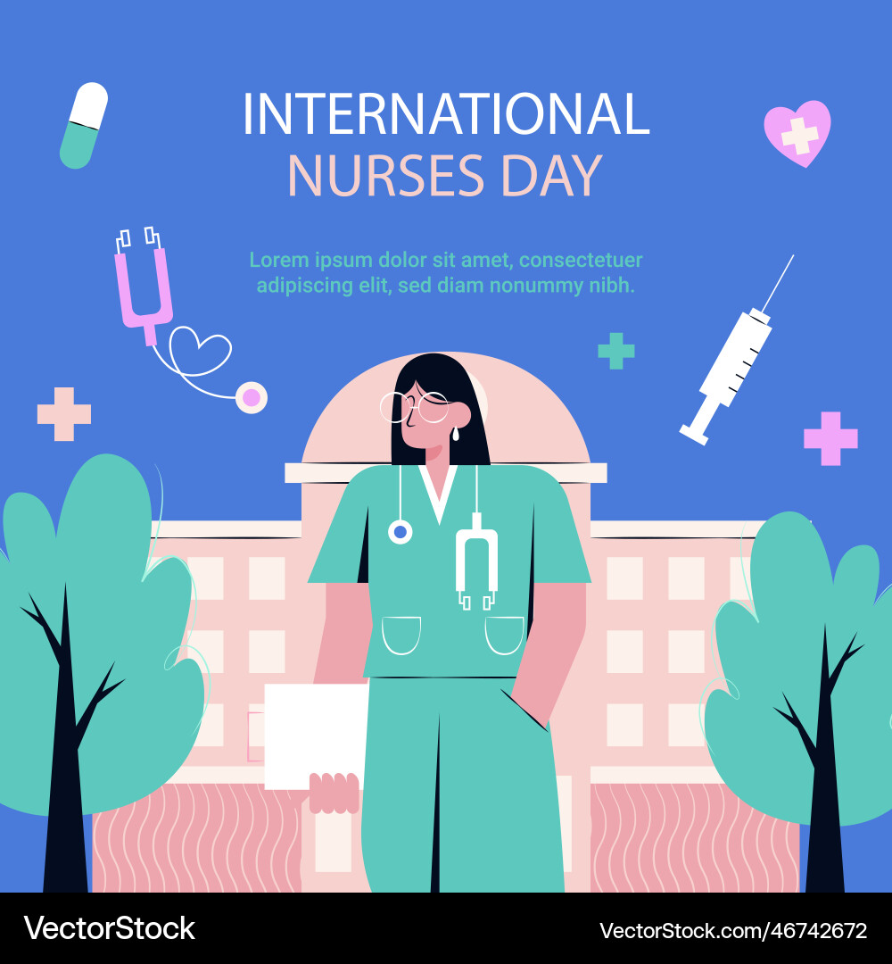 Flat posts set international nurses day Royalty Free Vector