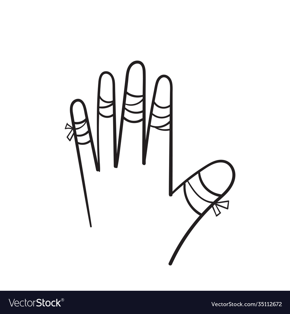 hand-drawn-hurted-finger-with-bandage-icon-hurt-vector-image