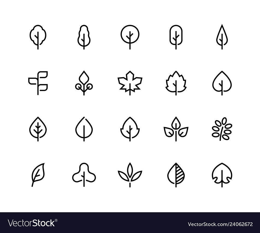 Leaf line icons minimalist modern plant design vector image Leaf line icons minimalist modern plant design
