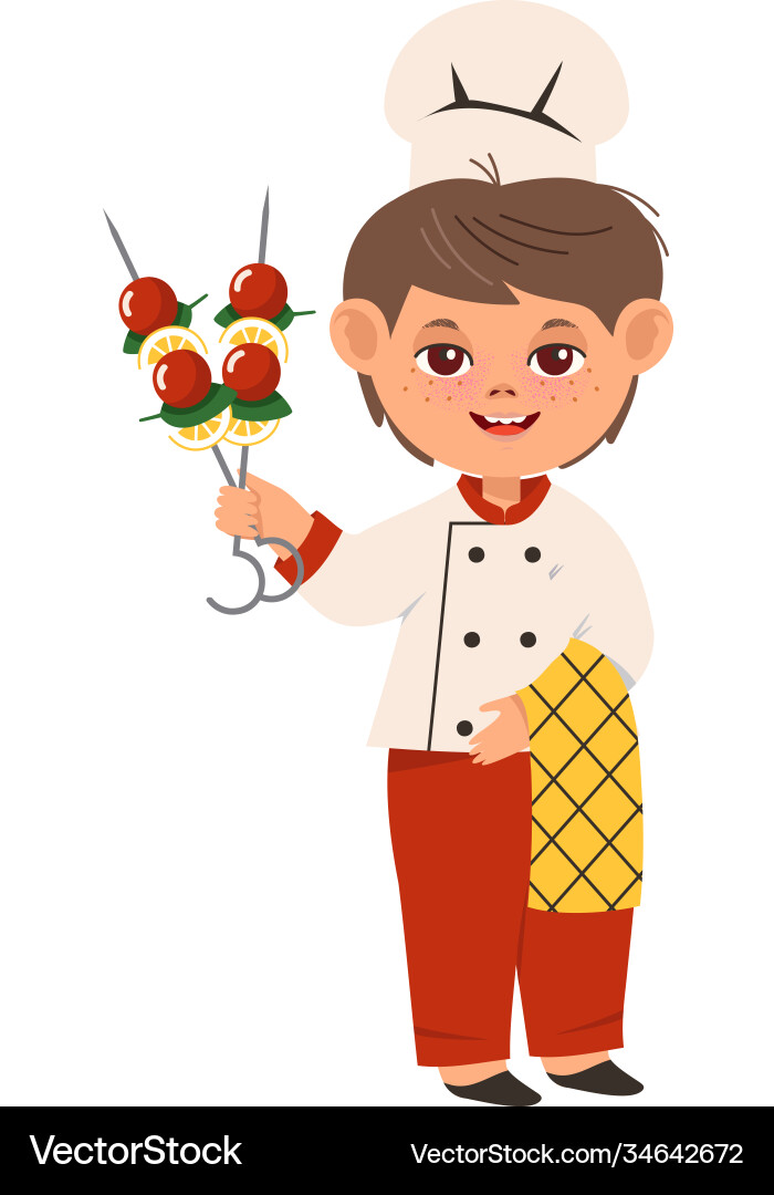 Smiling boy wearing toque and jacket holding Vector Image