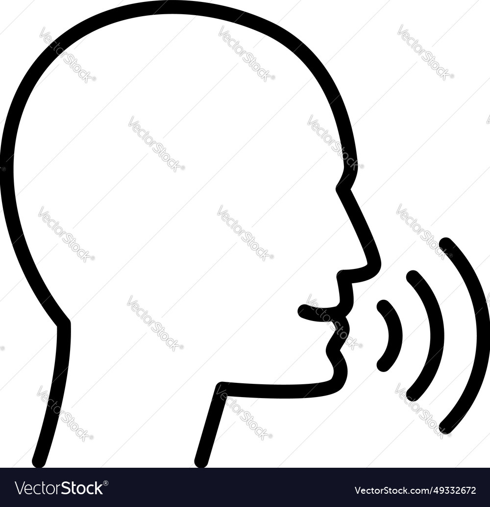 Voice concept human face with sound waves outline Vector Image