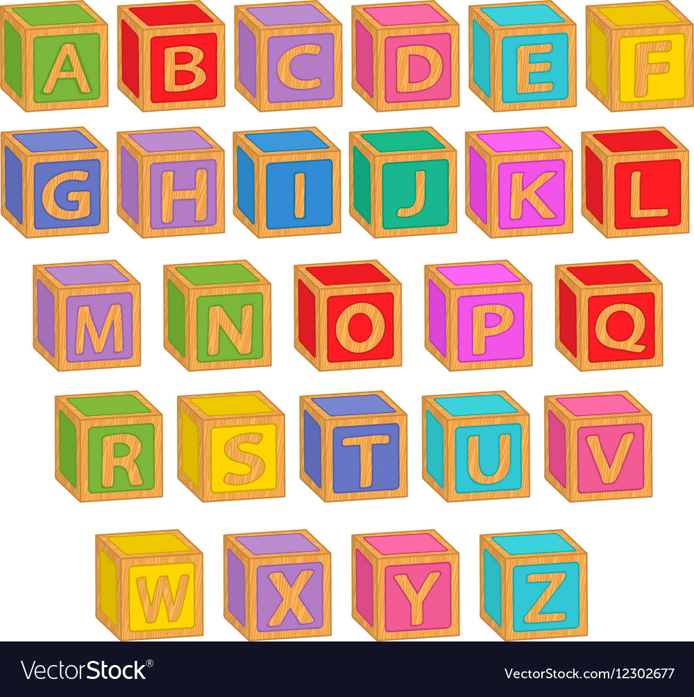 Alphabet english colorful blocks Royalty Free Vector Image