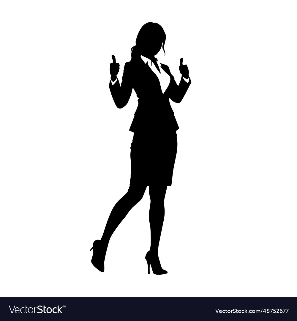 Business woman with thumb up hand silhouette