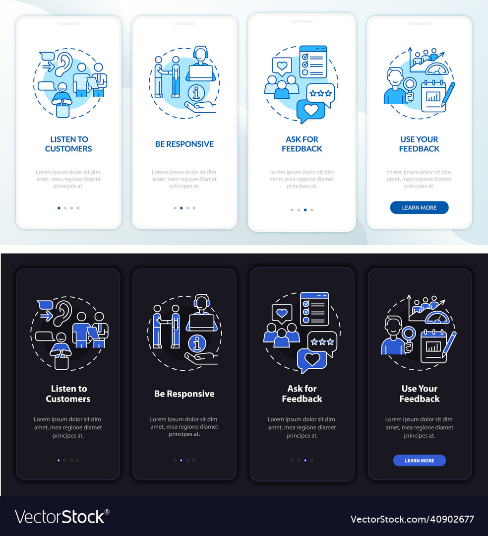 Client Service Night And Day Mode Onboarding Vector Image