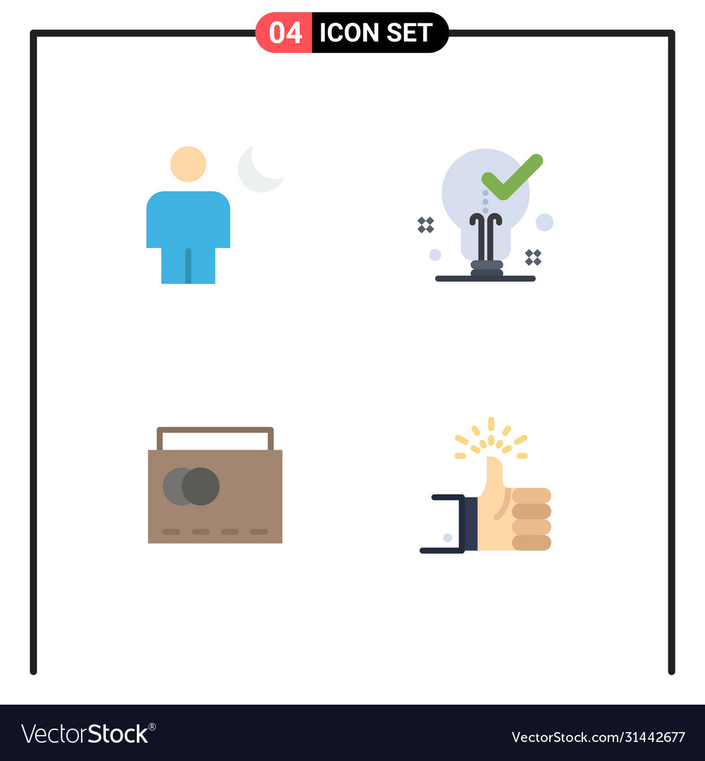 Group 4 modern flat icons set for avatar tick