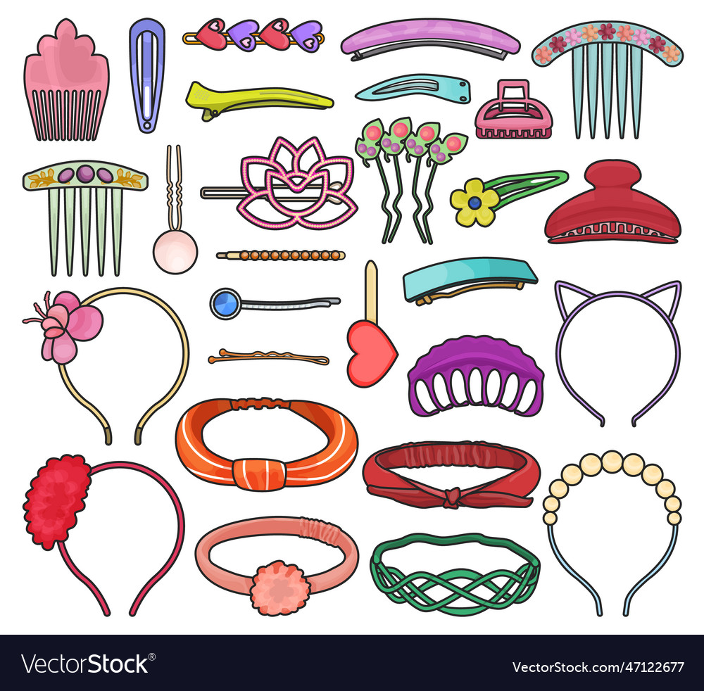 Hairpins isolated color set icon Royalty Free Vector Image