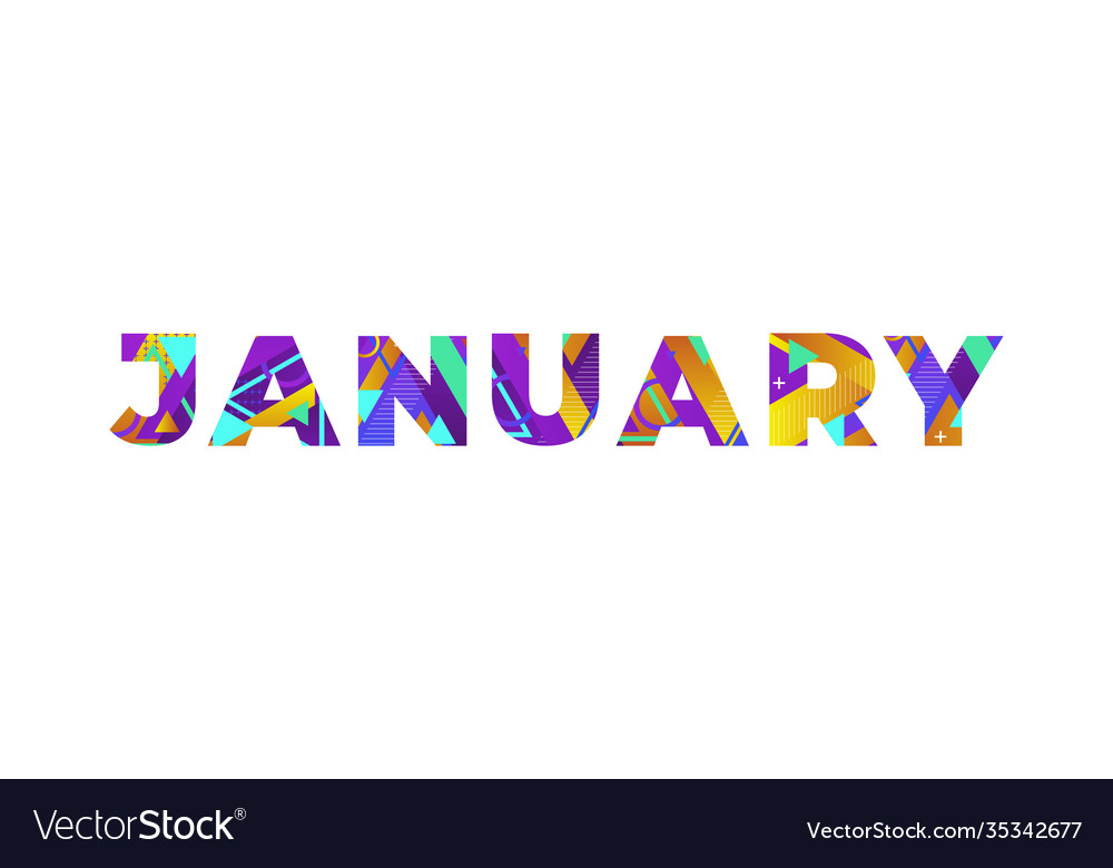January concept retro colorful word art Royalty Free Vector