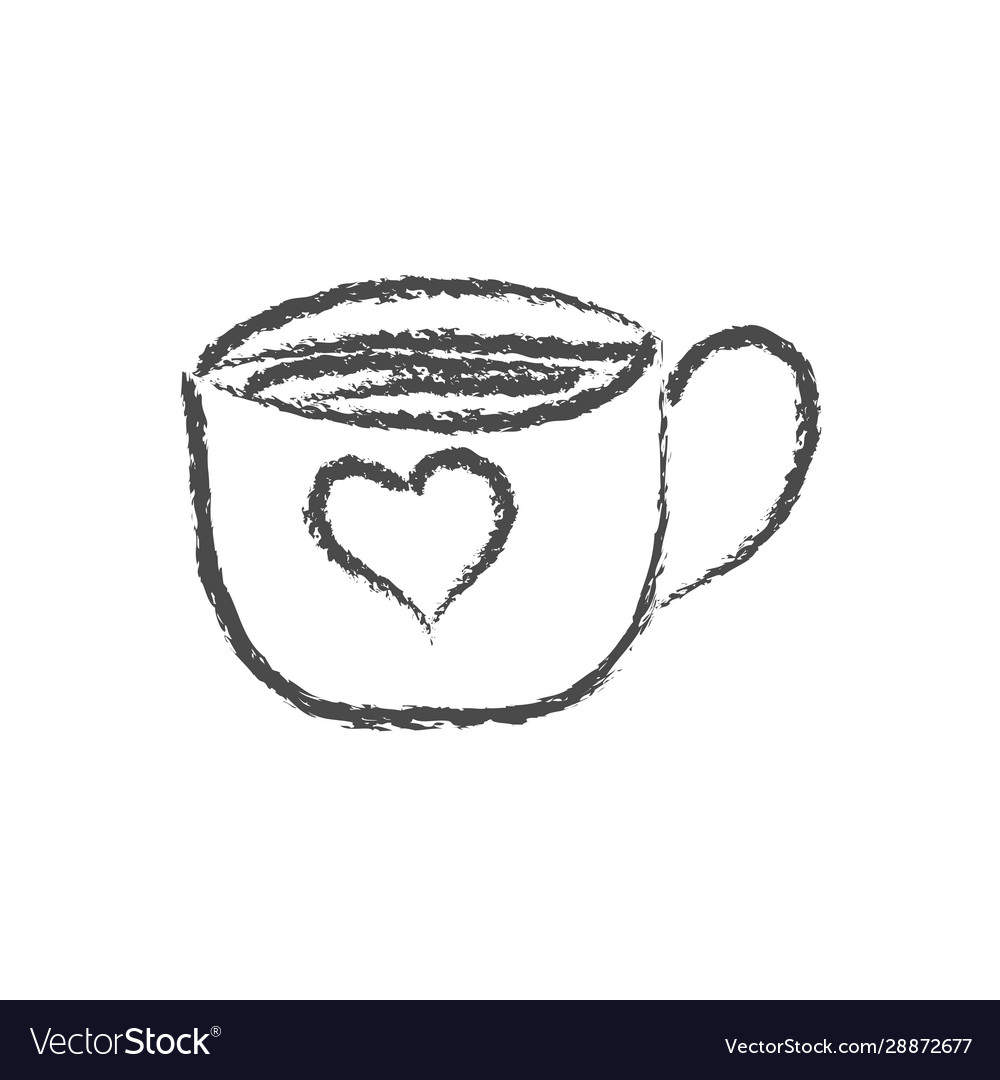 Pencil Drawing A Cup Coffee Or Tea With A Vector Image