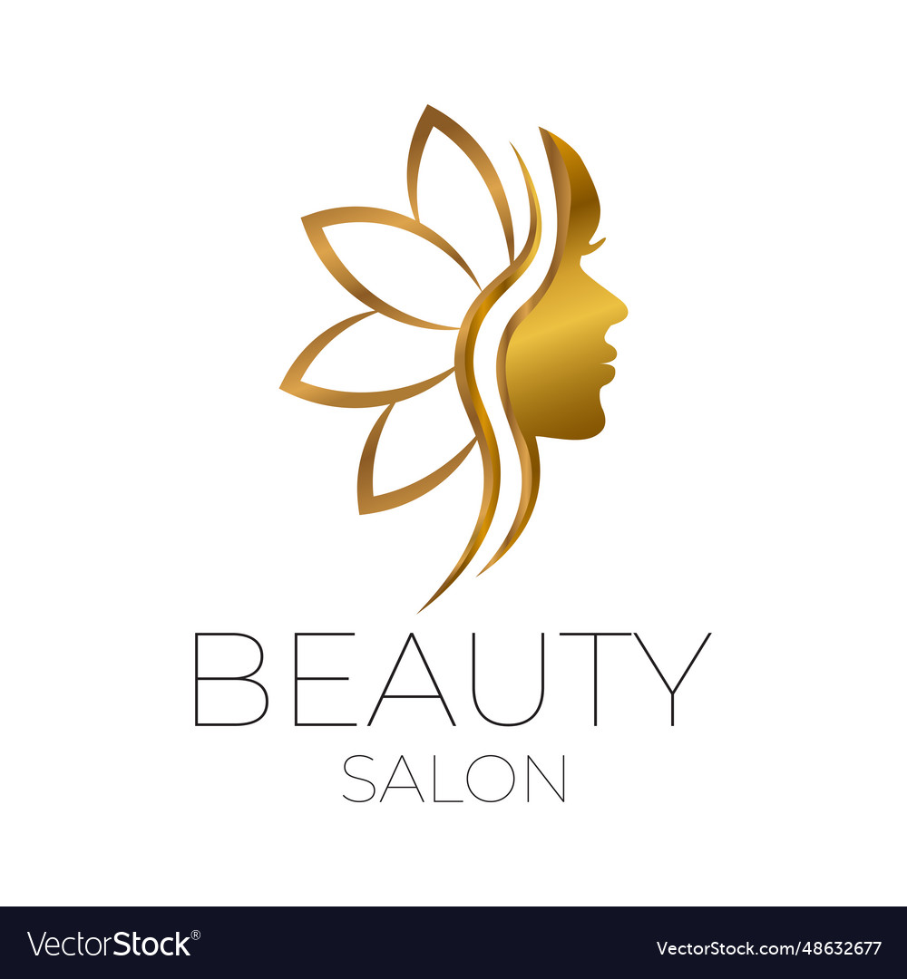 Premium beauty salon logo design gold on white Vector Image