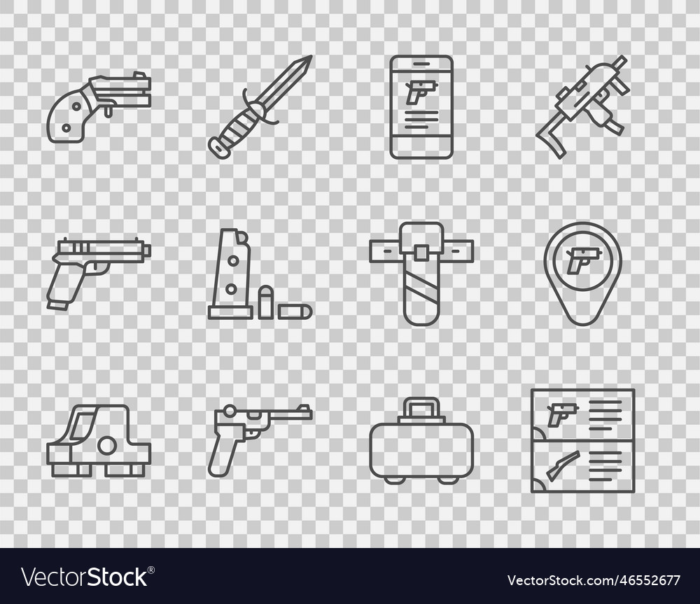 Set line collimator sight weapon catalog shop Vector Image