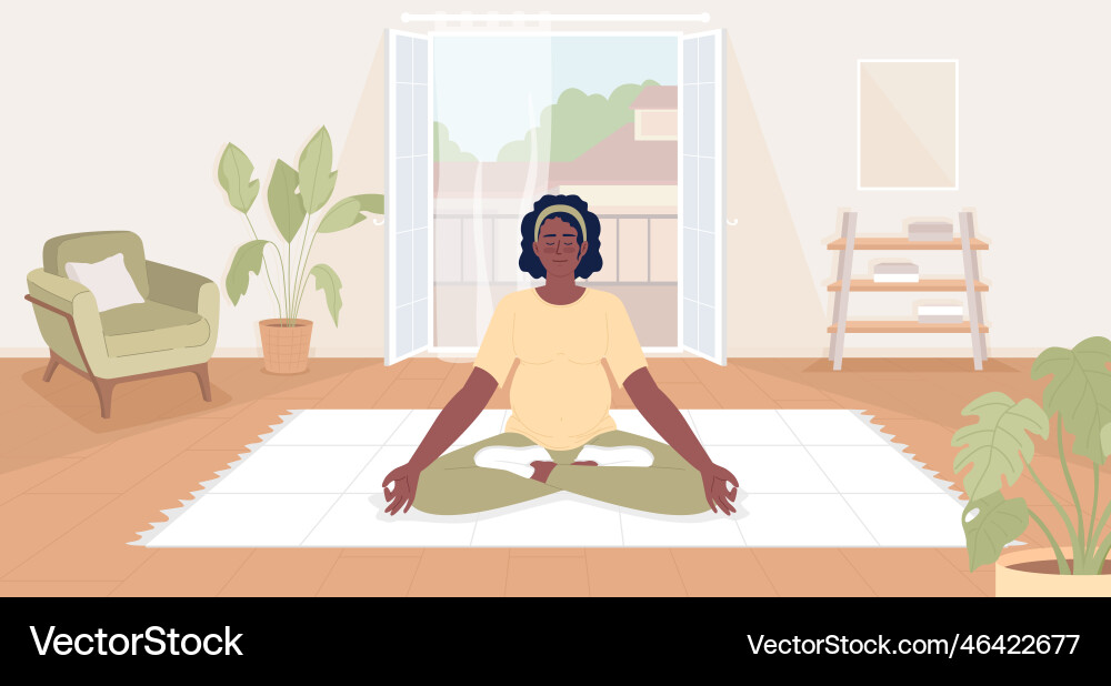 Staying Relaxed In Pregnancy Flat Color Royalty Free Vector