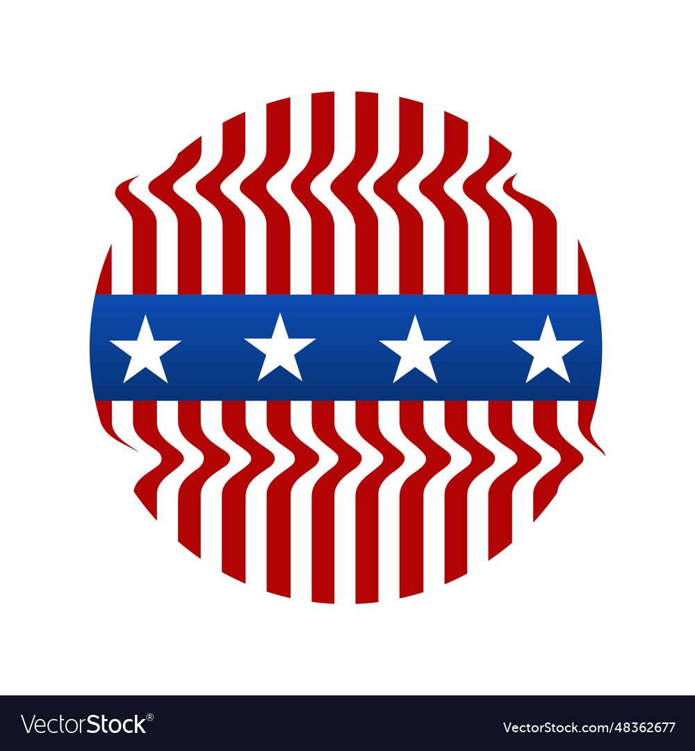 Usa american waving flag round shape Royalty Free Vector