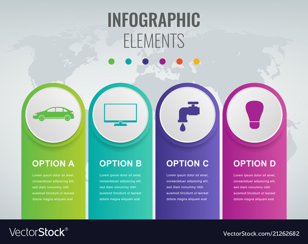 Abstract 3d Infovorlage mit 4 Optionen
