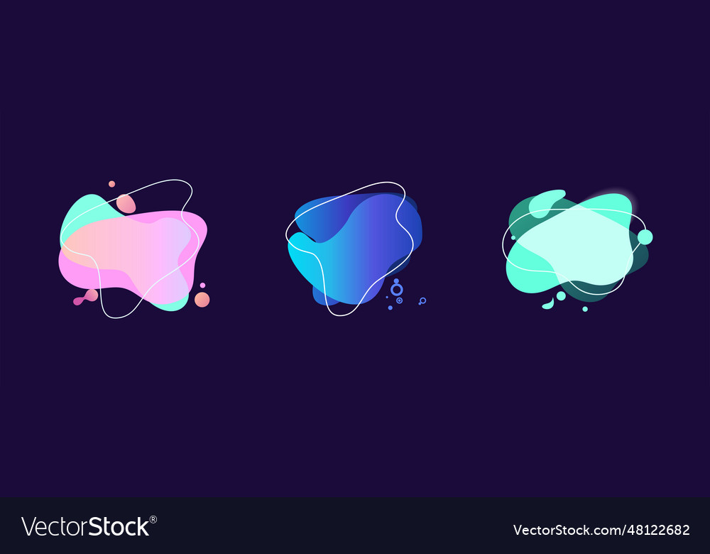 Abstract neon blob set on dark violet background Vector Image